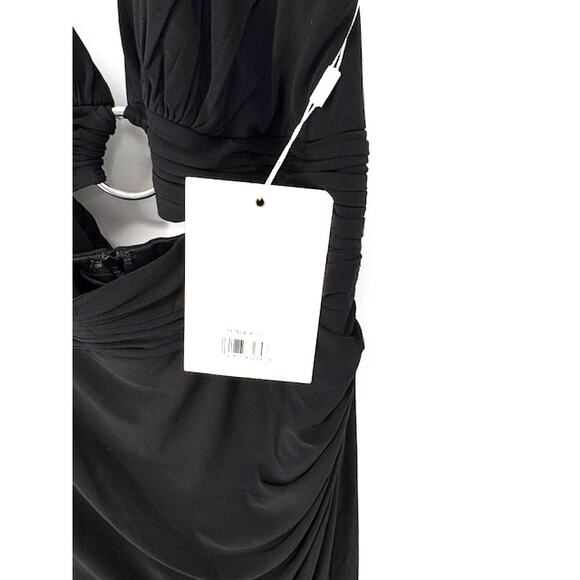 Mac Duggal Front Keyhole Cutout Halter Strap Maxi Dress in Black – Size 10 NWT - Picture 7 of 8